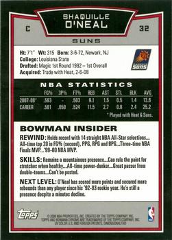 2008-09 Bowman - Chrome #32 Shaquille O'Neal Back