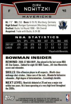 2008-09 Bowman - Chrome #41 Dirk Nowitzki Back