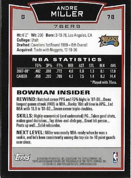 2008-09 Bowman - Chrome #78 Andre Miller Back