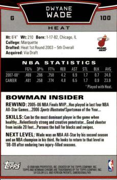 2008-09 Bowman - Chrome #100 Dwyane Wade Back