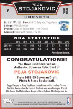 2008-09 Bowman - Relics #BRPS Peja Stojakovic  Back