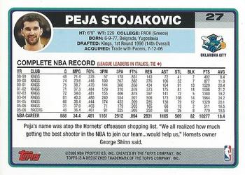 2006-07 Topps #27 Peja Stojakovic Back