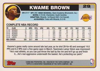 2006-07 Topps #29 Kwame Brown  Back