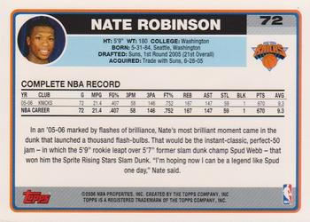 2006-07 Topps #72 Nate Robinson Back
