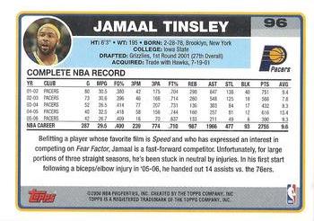 2006-07 Topps #96 Jamaal Tinsley Back