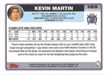 2006-07 Topps #195 Kevin Martin Back