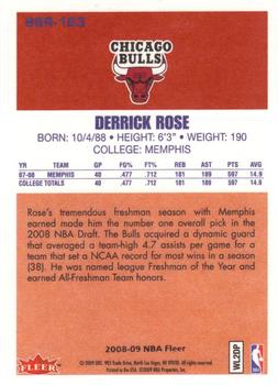 2008-09 Fleer - 1986-87 Rookies #86R-163 Derrick Rose Back