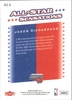 2008-09 Fleer - All-Star Sensations #AS-8 Jason Richardson Back