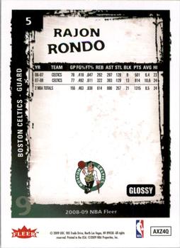 2008-09 Fleer - Glossy #5 Rajon Rondo Back