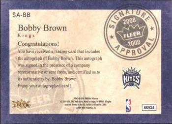 2008-09 Fleer - Signature Approval #SA-BB Bobby Brown Back