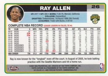 2006-07 Topps Chrome #26 Ray Allen Back