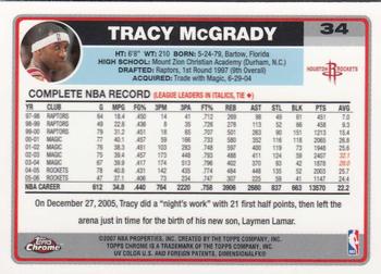 2006-07 Topps Chrome #34 Tracy McGrady Back