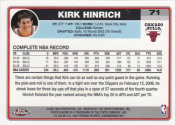 2006-07 Topps Chrome #71 Kirk Hinrich Back