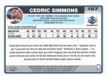 2006-07 Topps Chrome #197 Cedric Simmons Back