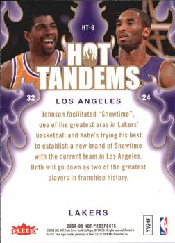 2008-09 Fleer Hot Prospects - Hot Tandems #HT-9 Magic Johnson / Kobe Bryant Back