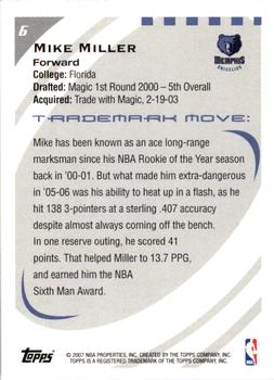 2006-07 Topps Trademark Moves #6 Mike Miller Back