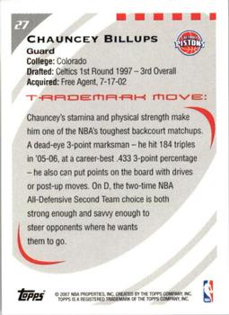 2006-07 Topps Trademark Moves #27 Chauncey Billups Back