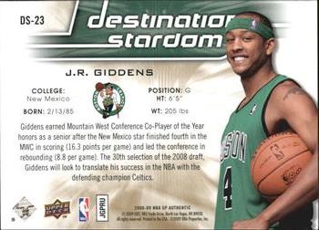 2008-09 SP Authentic - Destination Stardom #DS-23 J.R. Giddens Back