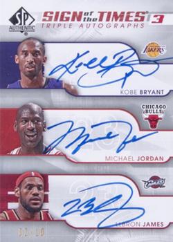 2008-09 SP Authentic - Sign of the Times Triple #ST-JBJ Michael Jordan / Kobe Bryant / LeBron James Front