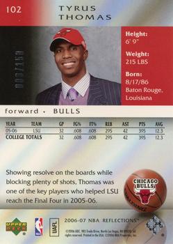 2006-07 Upper Deck Reflections #102 Tyrus Thomas Back