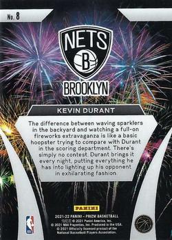2021-22 Panini Prizm - Fireworks #8 Kevin Durant Back