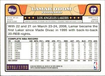 2008-09 Topps - Orange #87 Lamar Odom Back