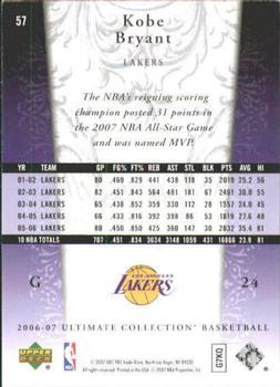 2006-07 Upper Deck Ultimate Collection #57 Kobe Bryant Back