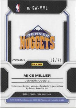 2021-22 Panini Prizm - Sensational Swatches Prizms Green Ice #SW-MML Mike Miller Back