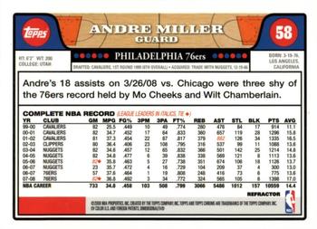 2008-09 Topps Chrome - Refractors #58 Andre Miller Back