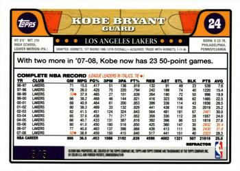2008-09 Topps Chrome - Refractors Red #24 Kobe Bryant Back