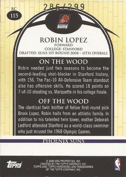 2008-09 Topps Hardwood - Hardwood #115 Robin Lopez Back