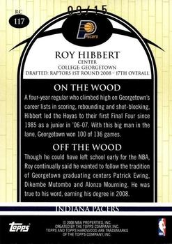 2008-09 Topps Hardwood - Redwood #117b Roy Hibbert Back