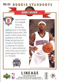 2008-09 Upper Deck Lineage - Rookie Standouts #RS-25 Bobby Brown Back