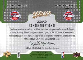 2008-09 Upper Deck MVP - Signatures Required #SR-AS Arron Afflalo / Rodney Stuckey Back