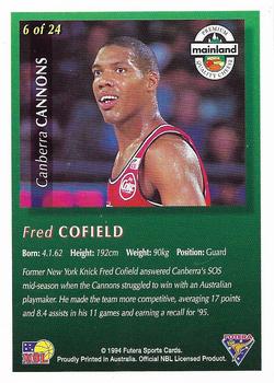 1995 Futera Mainland Cheese Promo Set #6 Fred Cofield Back