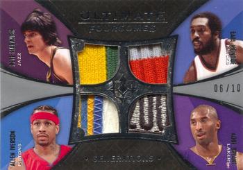 2008-09 Upper Deck Ultimate Collection - Ultimate Foursomes Generations Patches #UFC-SGRD Kobe Bryant / Earl Monroe / Allen Iverson / Pete Maravich Front