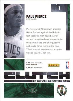 2009-10 Donruss Elite - Clutch Performers Black #1 Paul Pierce Back