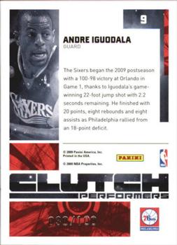 2009-10 Donruss Elite - Clutch Performers Gold #9 Andre Iguodala Back