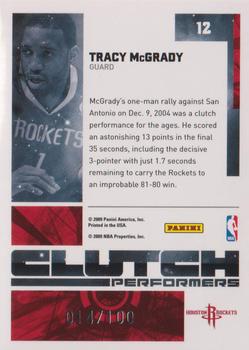 2009-10 Donruss Elite - Clutch Performers Gold #12 Tracy McGrady Back