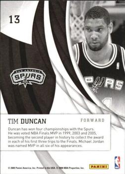 2009-10 Donruss Elite - In the Zone #13 Tim Duncan Back