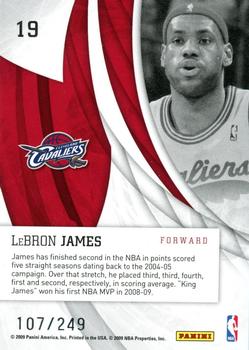 2009-10 Donruss Elite - In the Zone Red #19 LeBron James Back
