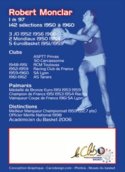 2019 Amicale des Internationaux de Basket Légendes du Basket Français: Série 7 #NNO Robert Monclar Back