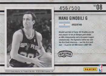 2009-10 Panini Certified - Imports #08 Manu Ginobili Back