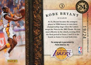 2009-10 Panini Court Kings - Le Cinque Piu Belle Signatures #3 Kobe Bryant Back