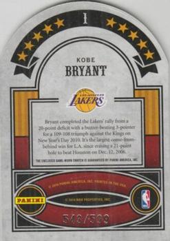2009-10 Panini Crown Royale - All-Stars Materials #1 Kobe Bryant Back