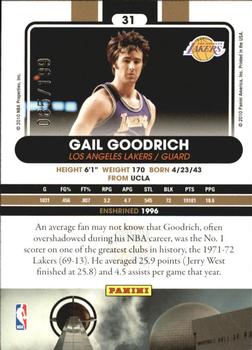 2010 Panini Hall of Fame - Black Border #31 Gail Goodrich Back