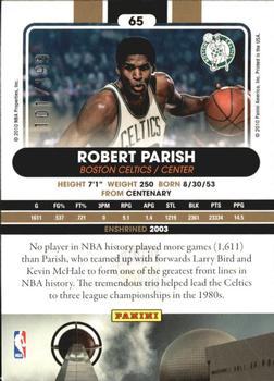 2010 Panini Hall of Fame - Black Border #65 Robert Parish Back