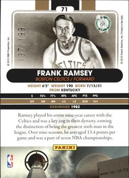 2010 Panini Hall of Fame - Black Border #71 Frank Ramsey Back