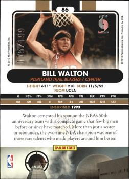 2010 Panini Hall of Fame - Black Border #86 Bill Walton Back