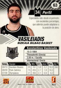 2010-11 Panini ACB #63 Kostas Vasileiadis Back